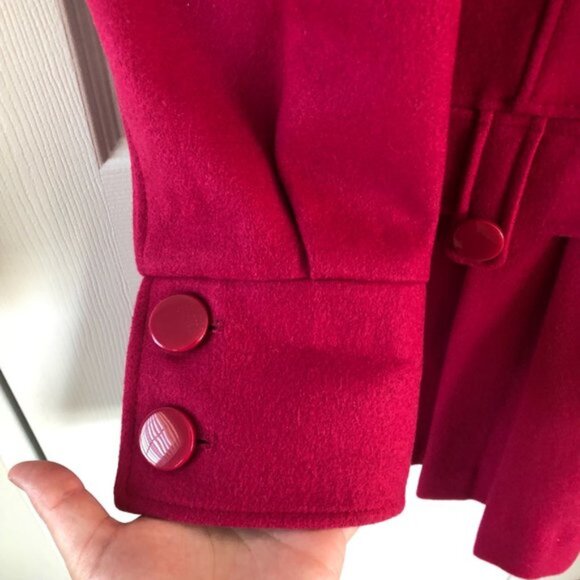 Decree Pink Peplum Hooded Wool Pea Coat - Picture 7 of 11